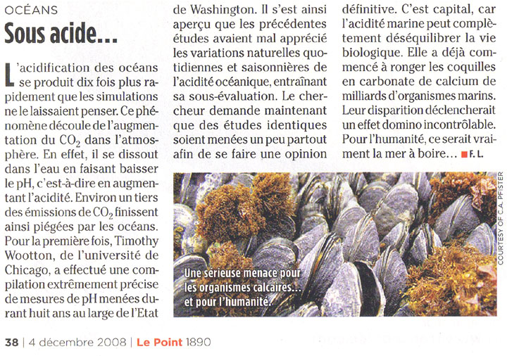 Article : Ocans... sous acide